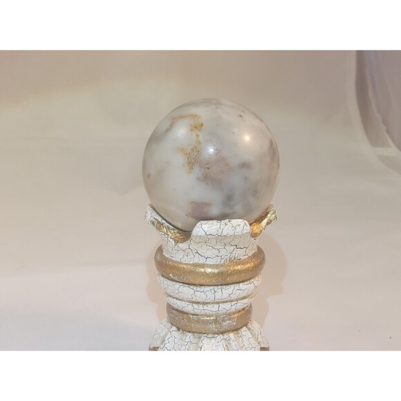 Large Marble Onyx Stone Ball White Grey 3" Polished - Picture 4 of 7